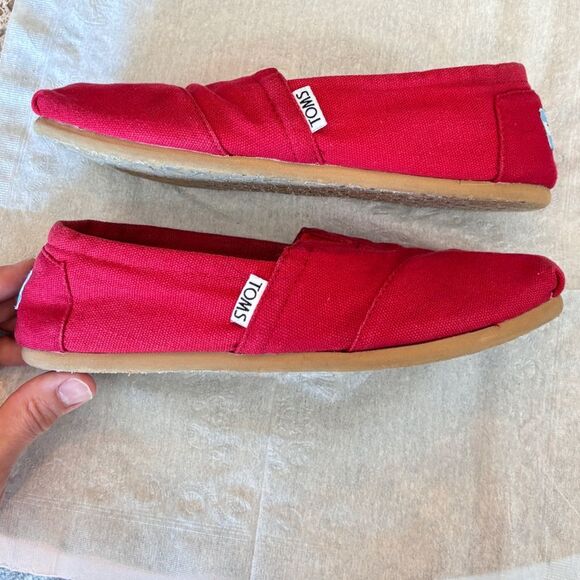 Toms | Women’s Cherry Red Alpargata Style Comfy Canvas Slipper Shoes - Picture 7 of 12